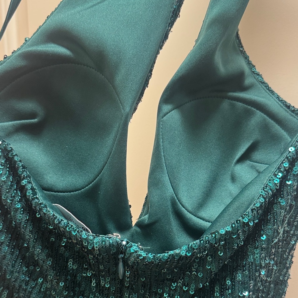 Emerald sequin Halter Jumpsuit - Picture 4 of 5